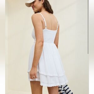 Aerie White Sleeveless Tiered Dress